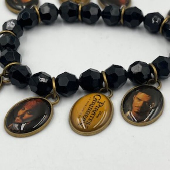 Disney Pirates Of The Caribbean Jack Sparrow Charm Bracelet Elastic Band - Picture 2 of 11